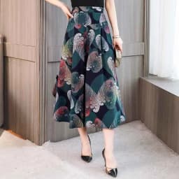 Fanmuer 2025 Summer Pants Women Casual Loose Elastic Waist Vintage Pant Trousers Women Wide Leg Pants Print Calf-length Pants
