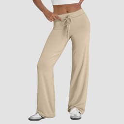 Activewear Women Wide Leg Pants Casual Cotton Yoga Pants With Pockets High Waist Drawstring Baggy Sweatpants Flare Leggings