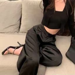 High Waist Satin Wide Leg Pants White Black Pants Women Summer Thin Loose Casual Pants Fashion Solid All-match Straight Trousers