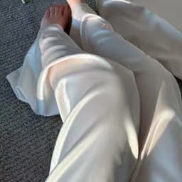 High Waist Satin Wide Leg Pants White Black Pants Women Summer Thin Loose Casual Pants Fashion Solid All-match Straight Trousers
