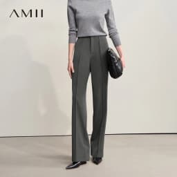 AMII Women Pants 2025 Winter Minimalist Solid Color Commuter Office Ladies Pants Versatile Casual Woven Woman Trousers 12524070