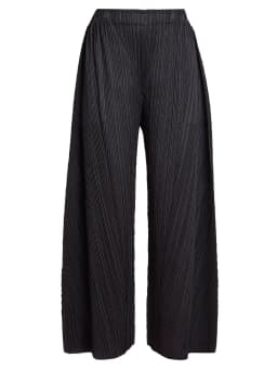 Miyake Pleated Thick Elastic Waistband Wide Leg Pants