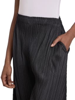 Miyake Pleated Thick Elastic Waistband Wide Leg Pants