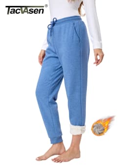 TACVASEN Warm Sherpa Lined Thermal Drawstring Sweatpants Women's Winter Fleece Pants Insulated Athletic Joggers with Pockets