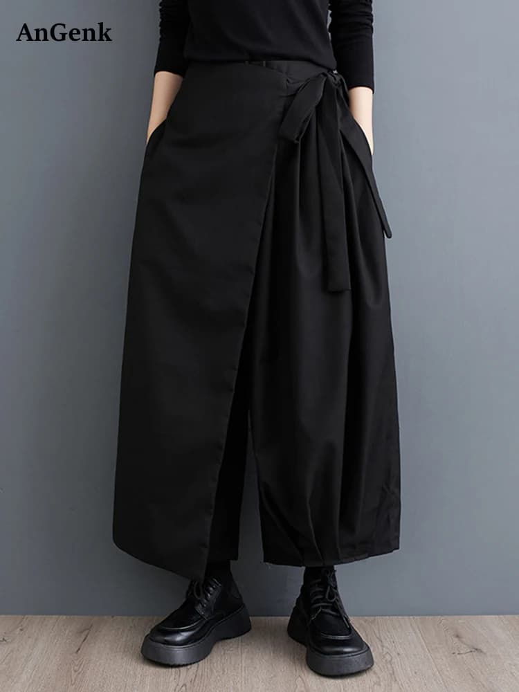 Black Vintage High Elastic Waist Wide Leg Pants Women Spring Autumn New Casual Loose Pleated Trousers Fashion Streetwear 2026