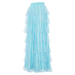 New Fashion Women Trendy Cute Pants Casual Layered Mesh Ruffles Stripe Print Elastic Trousers For Daily Streetwear Hot Sale