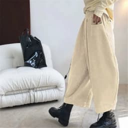 Women Fashion Carrot Pants Elastic Waist Loose Casual Solid Pocket Japanese Vintage Trousers Female Mom Wide Leg Pants Clothes