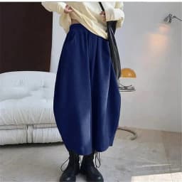 Women Fashion Carrot Pants Elastic Waist Loose Casual Solid Pocket Japanese Vintage Trousers Female Mom Wide Leg Pants Clothes