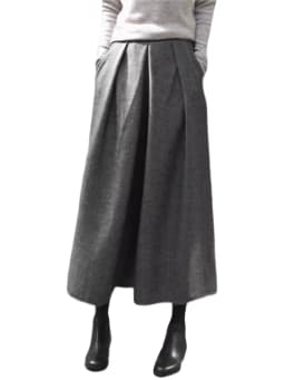 Afashion Autumn Winter Grey Woolen Skirt Pants Women's Casual Commute Loose High Waist Wide Leg Woolen Pants Slimming Versatile