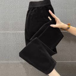 Corduroy Straight Leg Pants Women's Spring Autumn Popular Loose Fit Slimming Casual Long Trousers High Waist Polyester Fiber