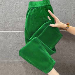 Corduroy Straight Leg Pants Women's Spring Autumn Popular Loose Fit Slimming Casual Long Trousers High Waist Polyester Fiber