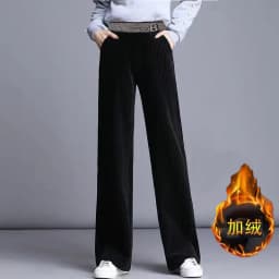 Fce Lined Unlined Corduroy Wide Leg Pants Women Casual Pants Autumn Winter New Sle Thi Straight Loose plus Size Pants