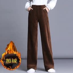 Fce Lined Unlined Corduroy Wide Leg Pants Women Casual Pants Autumn Winter New Sle Thi Straight Loose plus Size Pants