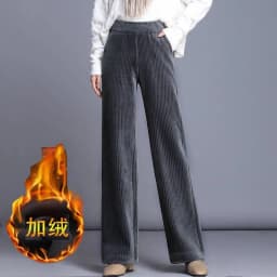 Fce Lined Unlined Corduroy Wide Leg Pants Women Casual Pants Autumn Winter New Sle Thi Straight Loose plus Size Pants