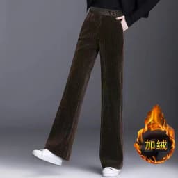 Fce Lined Unlined Corduroy Wide Leg Pants Women Casual Pants Autumn Winter New Sle Thi Straight Loose plus Size Pants
