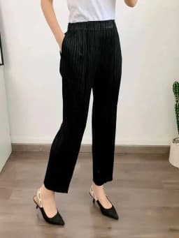 LANMREM Straight Pleated Pants For Women High Elastic Waist Casual Loose Trousers Female New Spring 2025 Clothing 2DA1022