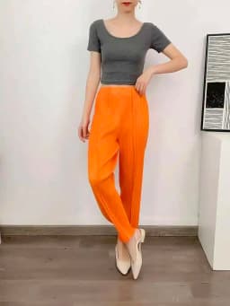 LANMREM Straight Pleated Pants For Women High Elastic Waist Casual Loose Trousers Female New Spring 2025 Clothing 2DA1022
