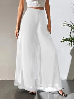 2026 Women's Summer Casual Pants Mom's Loose Pants Versatile Ice Silk Chiffon Wide Leg Pants Straight Casual 9-point Trousers