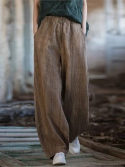 Women Elastic Waist Ramie Cotton Pants Ladies Vintage Spring Summer Trousers Female 2023 Bloomers