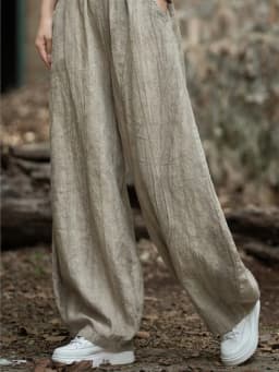 Women Elastic Waist Ramie Cotton Pants Ladies Vintage Spring Summer Trousers Female 2023 Bloomers