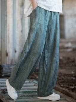 Women Elastic Waist Ramie Cotton Pants Ladies Vintage Spring Summer Trousers Female 2023 Bloomers