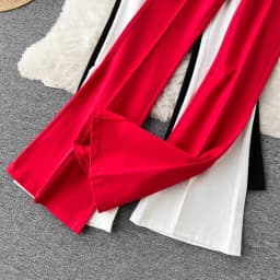 Spring Summer Vintage Long Pants Women Korean Style Chic High Waisted Office OL Flared Pants Solid Color Pleated Split Pants