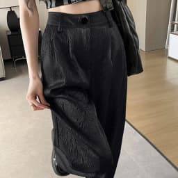 Fashion Wrinkled Design Straight Pants Women Summer High Waist Wide Leg Trousers Streetwear Gold Silver Loose Y2K Full Pants