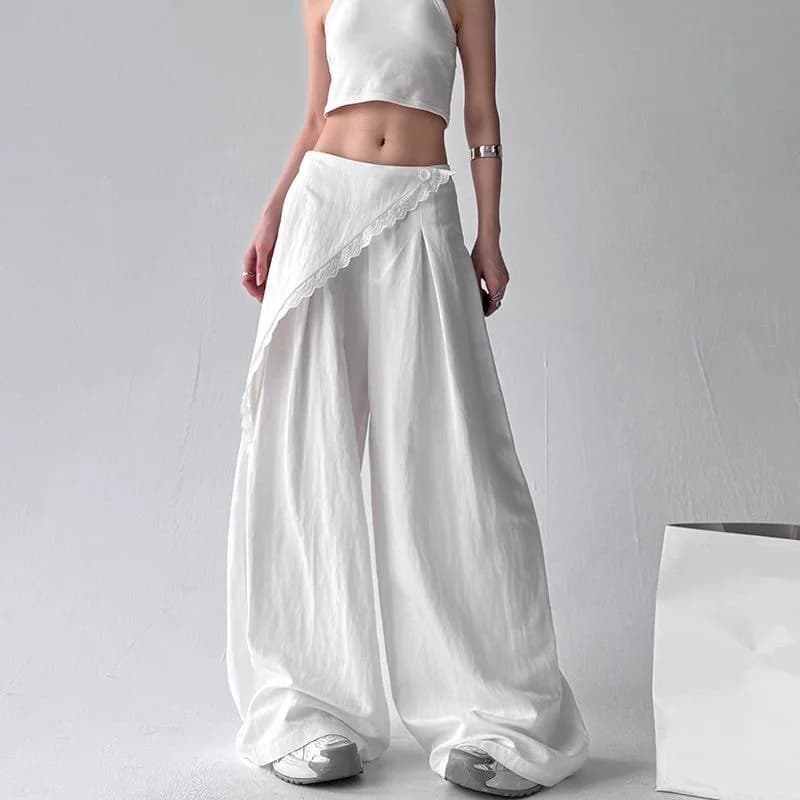 Women Vintage Loose Wide Leg Pants Straight Trousers Casual All-match Summer Pants High Waist Streetwear Oversized Pants