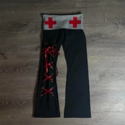 Gothic Punk Rock Women's Trousers Sexy Slim Fit Casual Chic Printed Lace-up High-Waisted Pants Emo Harajuku Y2K Hotties Bottoms