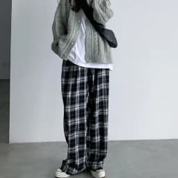 Black and White Plaid pants Oversize New Women Casual Loose Wide Leg Trousers Ins Retro Teen Straight Trousers Hiphop Streetwear