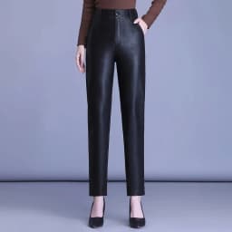 2023 Spring Autumn Sheepskin Pants Women High-waist Straight Pants Slim Lady Genuine Leather Casual Trousers Ankle-Length Pants