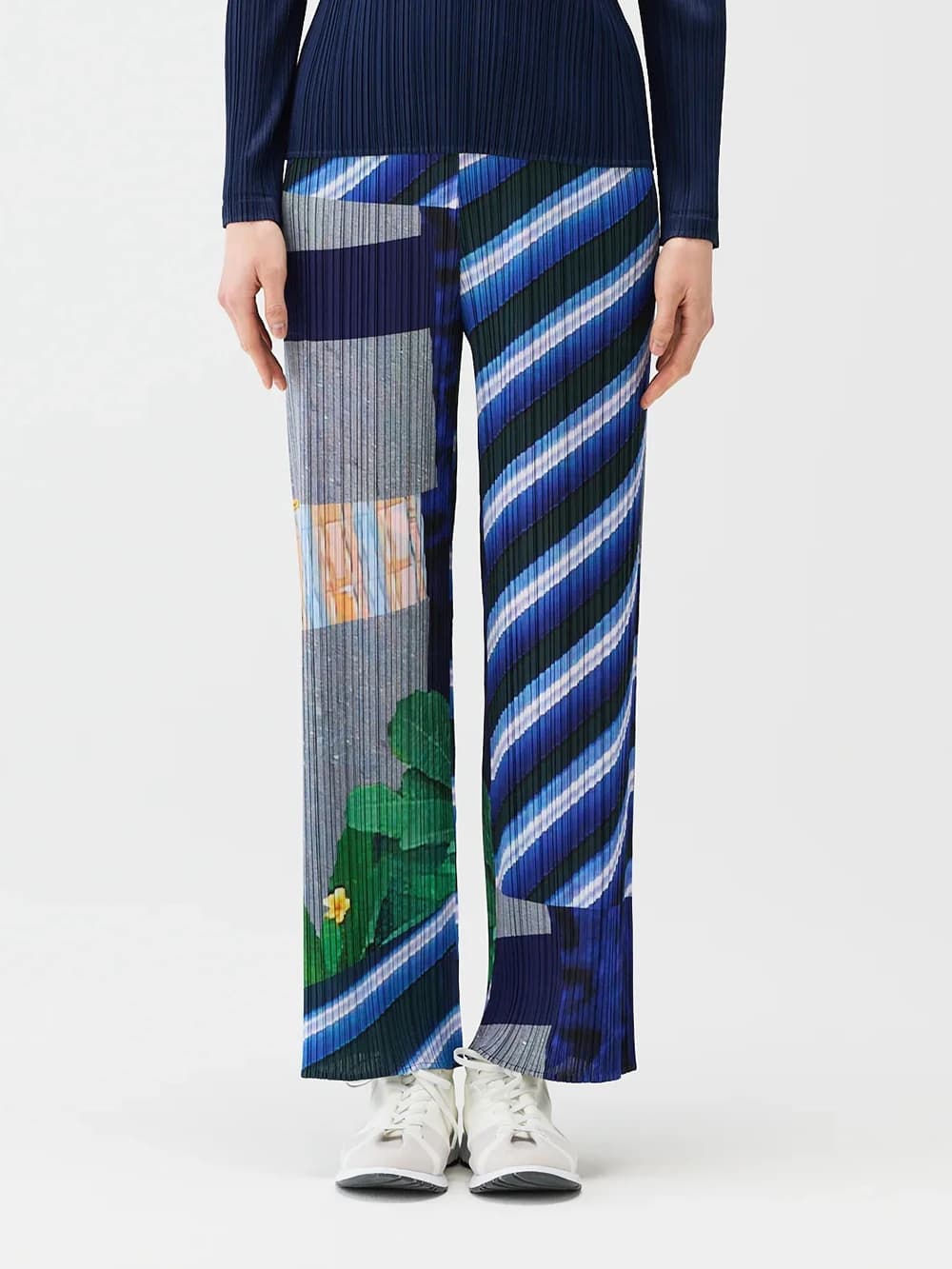 Miyake Pleated City Collage Straight Pants Women 2026 New Casual Trousers