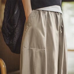 Maden New Casual Khaki Wide Leg Trousers Women's Spring Summer Elastic Waist Pocket Cargo Pants Street Fashion Slimming Bottom