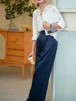 Spring Summer Women's High Waist Wide Leg Trousers Loose Fit Classic Black Silk Satin Casual Korean Style Pants Female Clothing