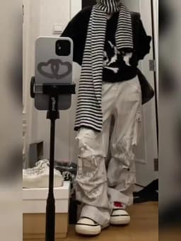Women Off White Baggy Cargo Pants Vintage Harajuku Y2k Aesthetic Oversize Parachute Pants High Waist Wide Trousers 2000s Clothes