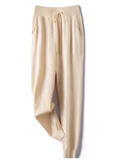 Women 100% Wool Pants New Autumn and Winter Soft Comfortable High-Waist Knitted Thicken Pants Female Thin pants Casual Trousers