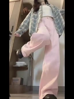 Summer Pink Striped Design Wide-leg Jeans Women's Casual Loose High Waist Loose Straight Pants Drape Floor Jeans Pants Chic New