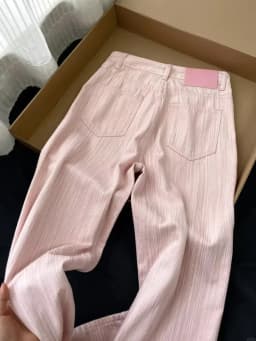 Summer Pink Striped Design Wide-leg Jeans Women's Casual Loose High Waist Loose Straight Pants Drape Floor Jeans Pants Chic New