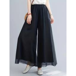 Thin chiffon wide leg pants for women in spring and summer, double layered drape, loose and slimming, cool long pants