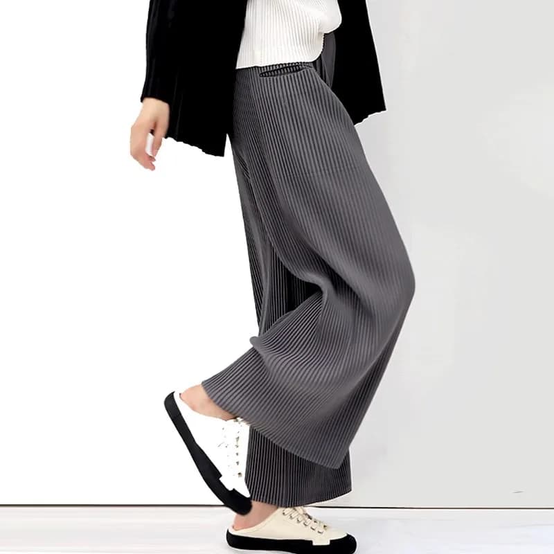 Miyake Pleated Autumn New Straight-leg Casual Pants For Women With a Drooping Effect, Large-sized Loose Pants That Show off