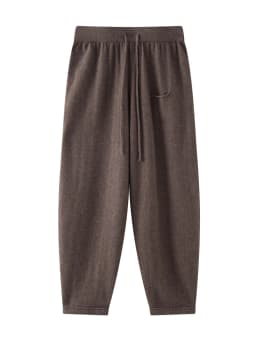 CHICUU Women's Cashmere Pants Casual Loose Long Bloomers 100% Cashmere Knit Pants Autumn Winter Sashes Pocket Cashmere Trousers