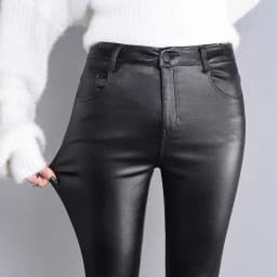 Autumn Winter women leather pants High elastic shiny trousers slim female pencil leather pants women pantalon femme clothe