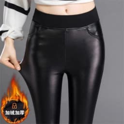 Autumn Winter women leather pants High elastic shiny trousers slim female pencil leather pants women pantalon femme clothe