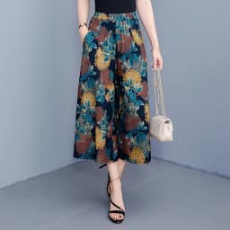 women's Pants Summer trousers Casual Straight Leg Floral Print  Loose Pants Wide Leg Pants