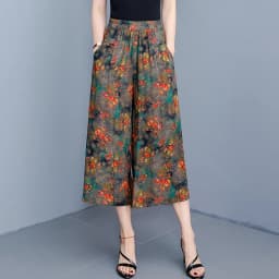 women's Pants Summer trousers Casual Straight Leg Floral Print  Loose Pants Wide Leg Pants