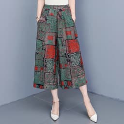 women's Pants Summer trousers Casual Straight Leg Floral Print  Loose Pants Wide Leg Pants