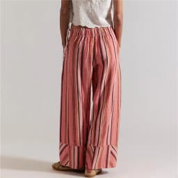 Casual Striped Wide Leg Pants For Women Elastic Waist Loose Fit Trousers Colorful Striped Summer Pants For Office And Daily Wear