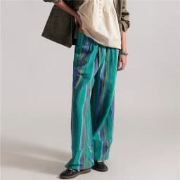 Casual Striped Wide Leg Pants For Women Elastic Waist Loose Fit Trousers Colorful Striped Summer Pants For Office And Daily Wear