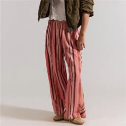 Casual Striped Wide Leg Pants For Women Elastic Waist Loose Fit Trousers Colorful Striped Summer Pants For Office And Daily Wear