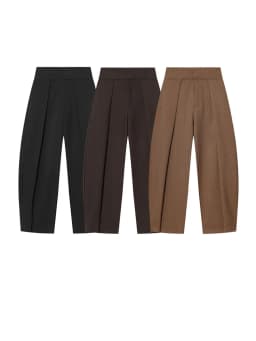HH Women Spring Elegant Vintage Zipper Balloon Version Pleated Trousers Female High Street Loose Pockets 3-color Pants Mujer